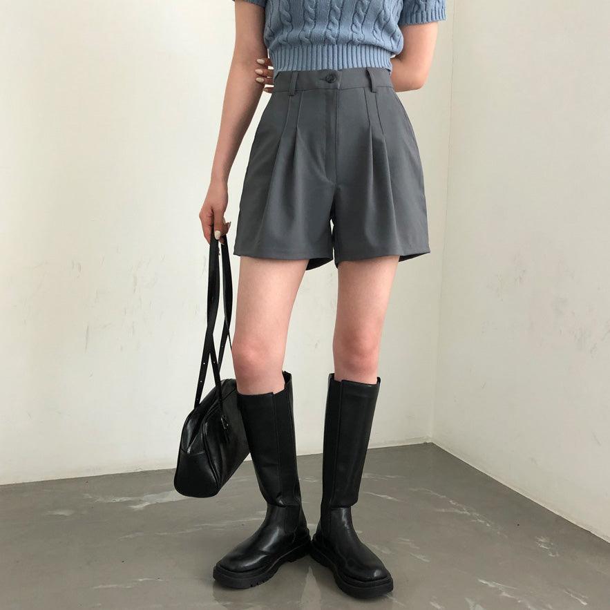 【涼感料🧊】兩針褶西裝短褲<KR> - IKIMSTORE