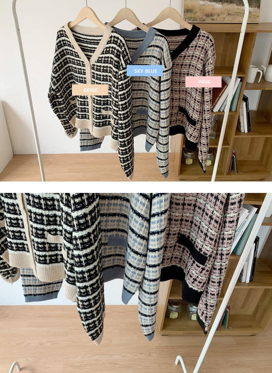 【現貨】小香拼色鈎織外套 <KR> - IKIMSTORE