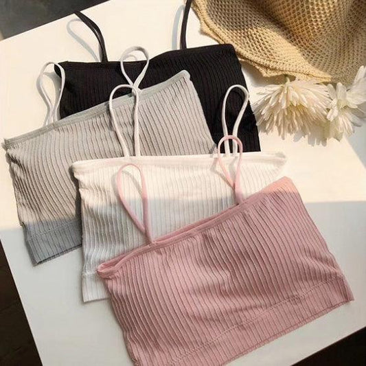 直紋半截吊帶背心(連Pad) - IKIMSTORE