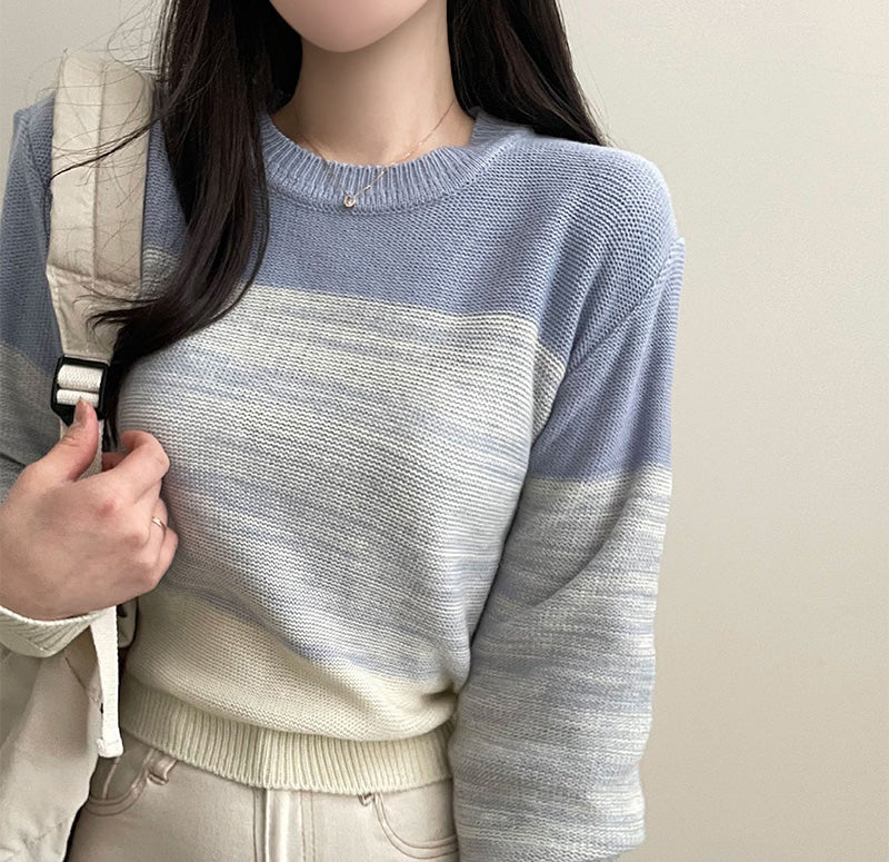 【特價/現貨藍】✨水波條紋混色針織衫