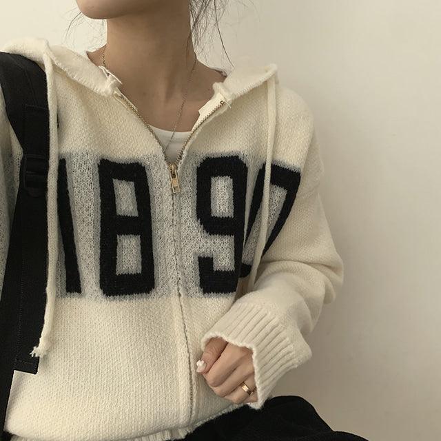 1890連帽針織拉鍊外套 - IKIMSTORE