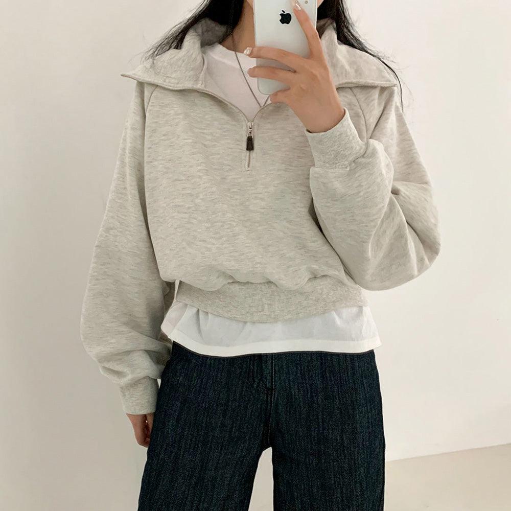 韓製半拉鏈翻領衛衣<KR>(5color) - IKIMSTORE