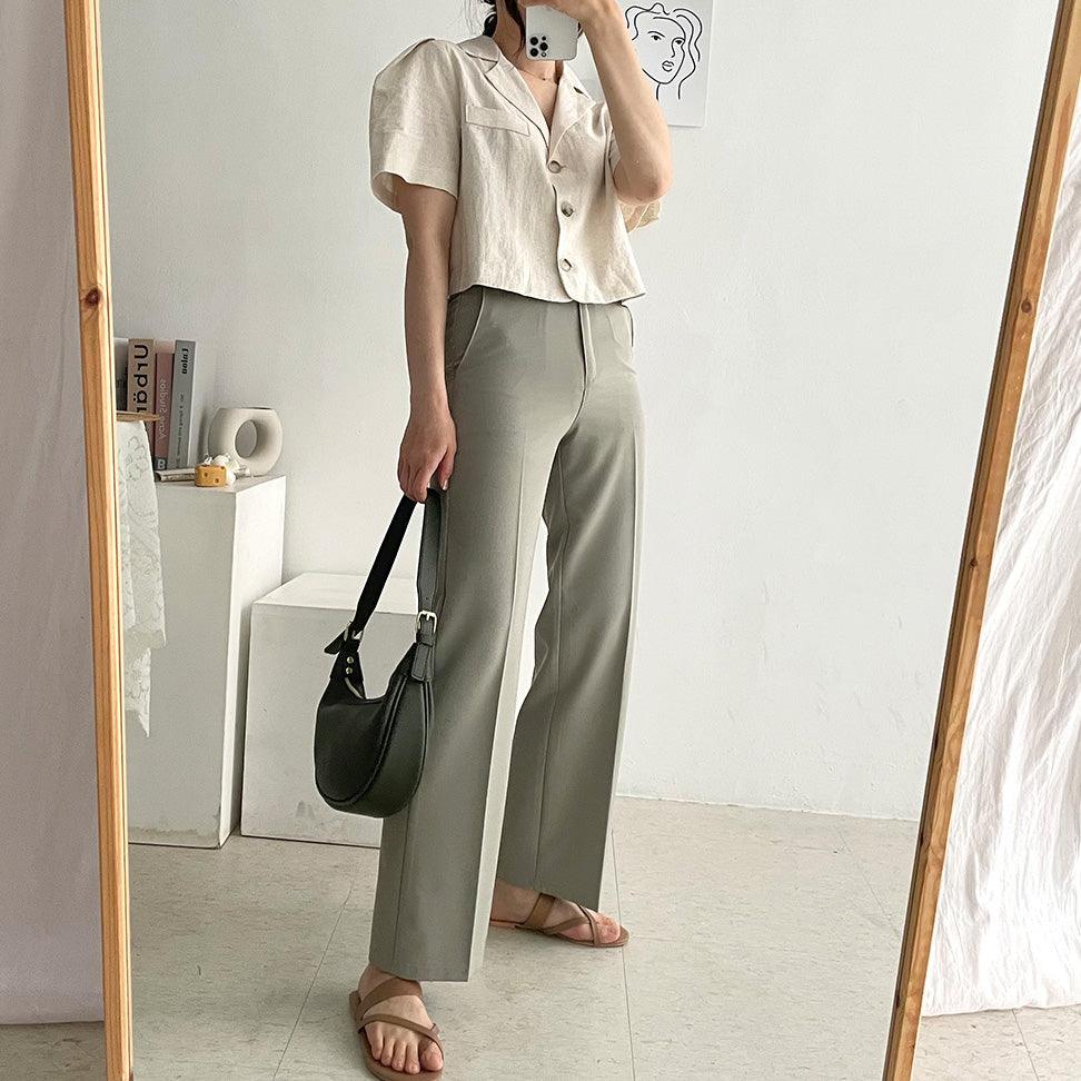 現貨倒數!【Regular Fit!】日常西裝闊腿褲<KR> (S-L) - IKIMSTORE