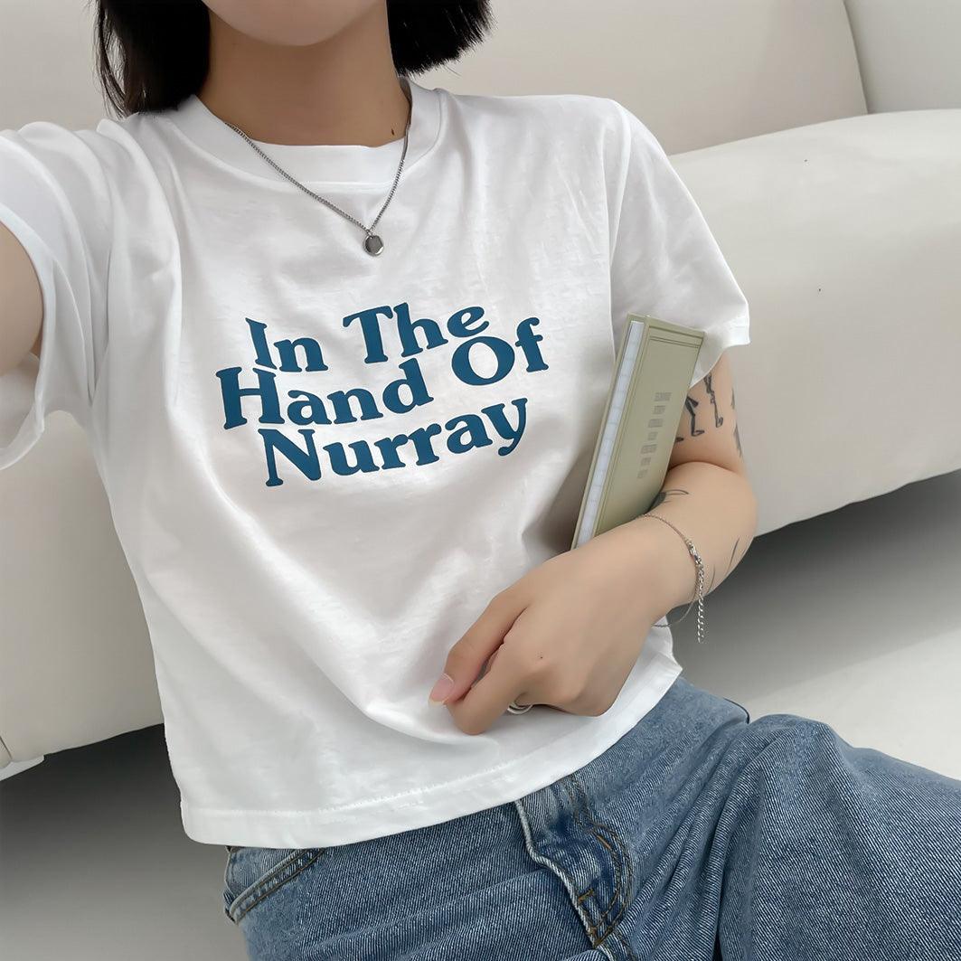 🍬【糖果色】韓製Nurray印字短款T恤<KR>(現貨purple) - IKIMSTORE