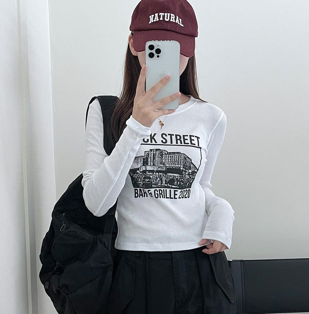 韓製Street羅紋長袖T恤<KR> - IKIMSTORE