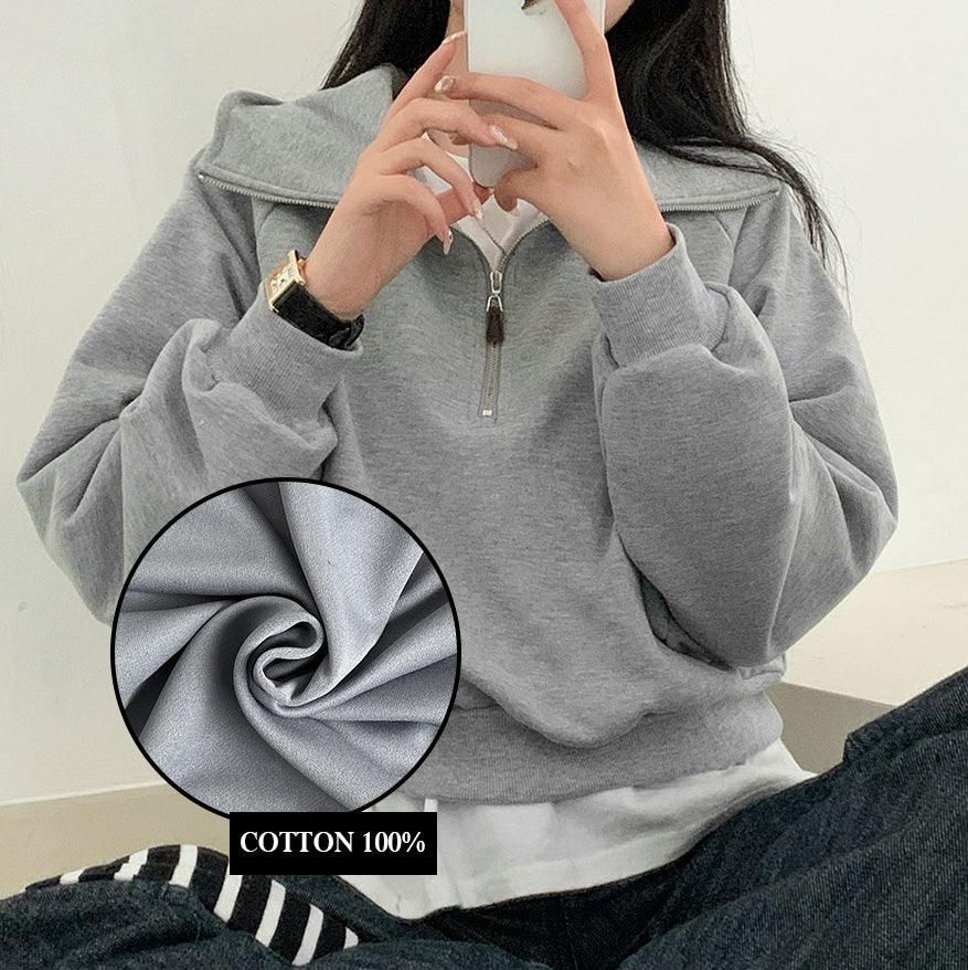韓製半拉鏈翻領衛衣<KR>(5color) - IKIMSTORE