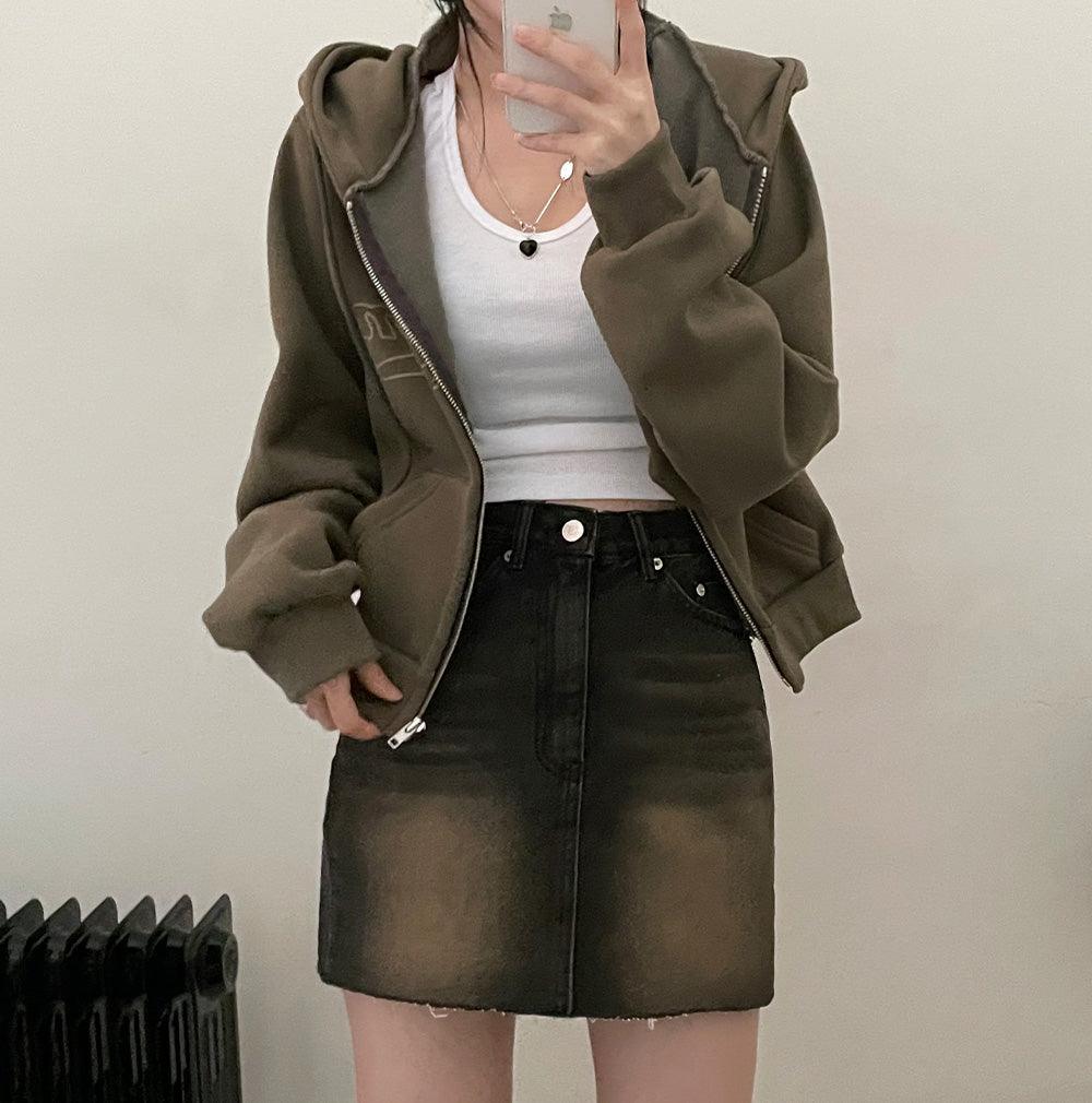 【獨特】韓製復古青藍牛仔迷你裙<KR>(S-L) - IKIMSTORE