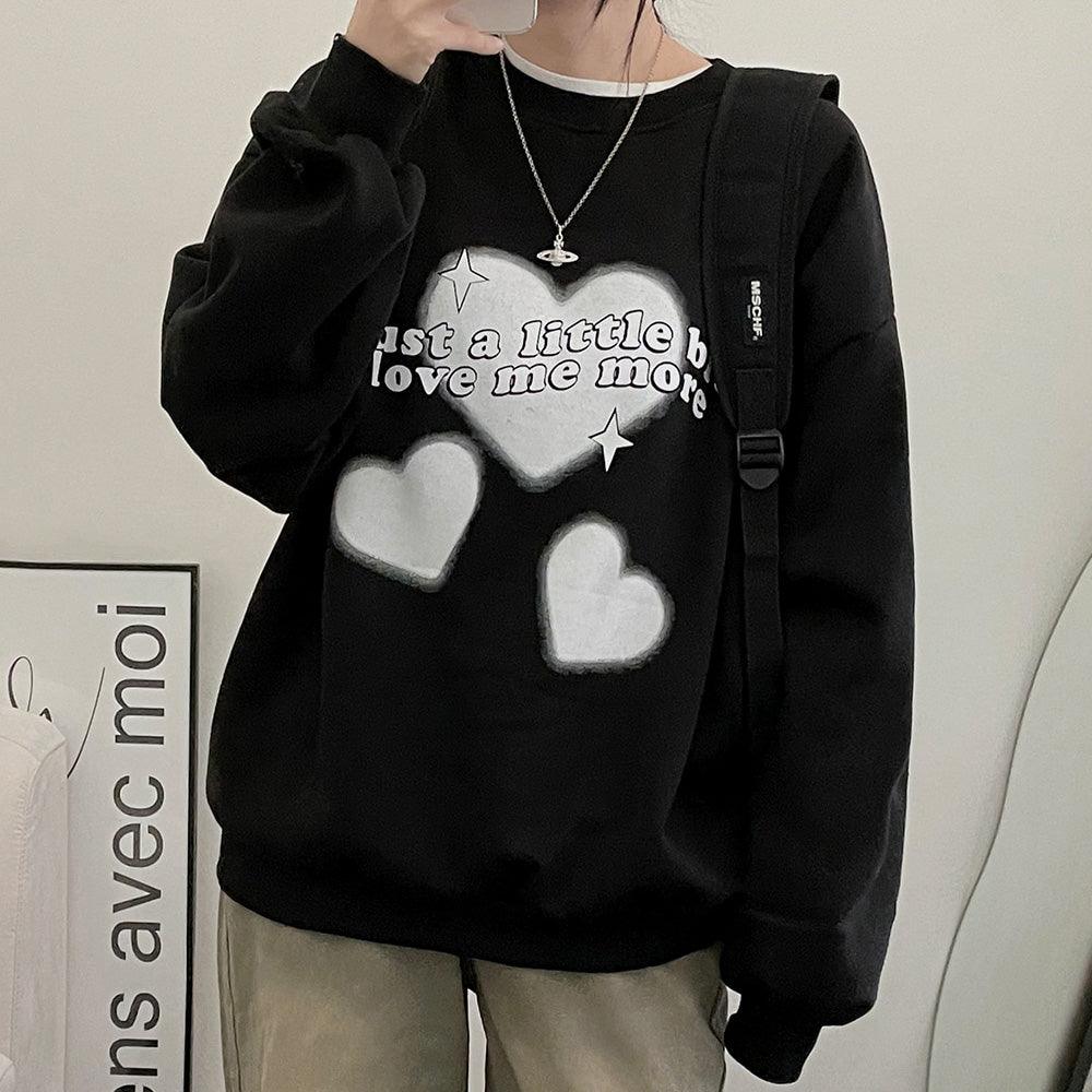 💕韓製Love me more印花拉絨衛衣(4color) - IKIMSTORE