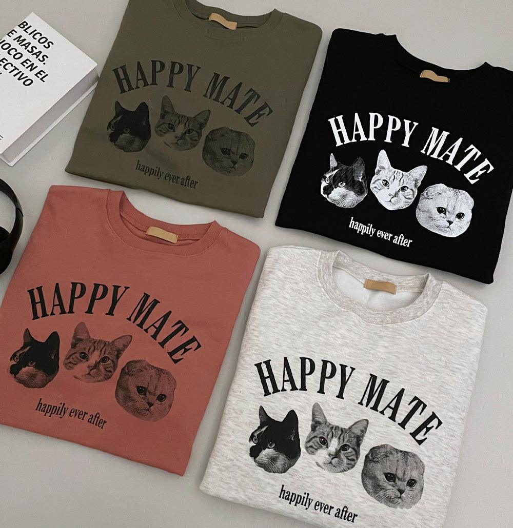 韓製Happy Mate🐈小貓衛衣(4color)<KR> - IKIMSTORE