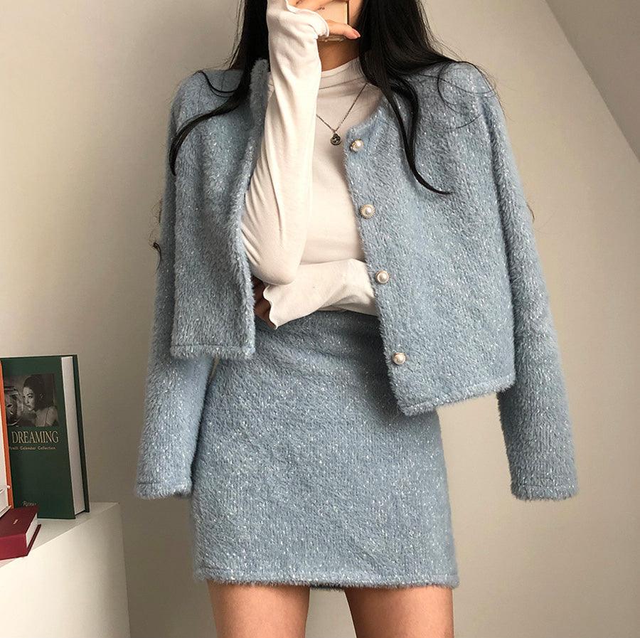 🤍冬日柔軟絨絨小香套裝<KR> - IKIMSTORE