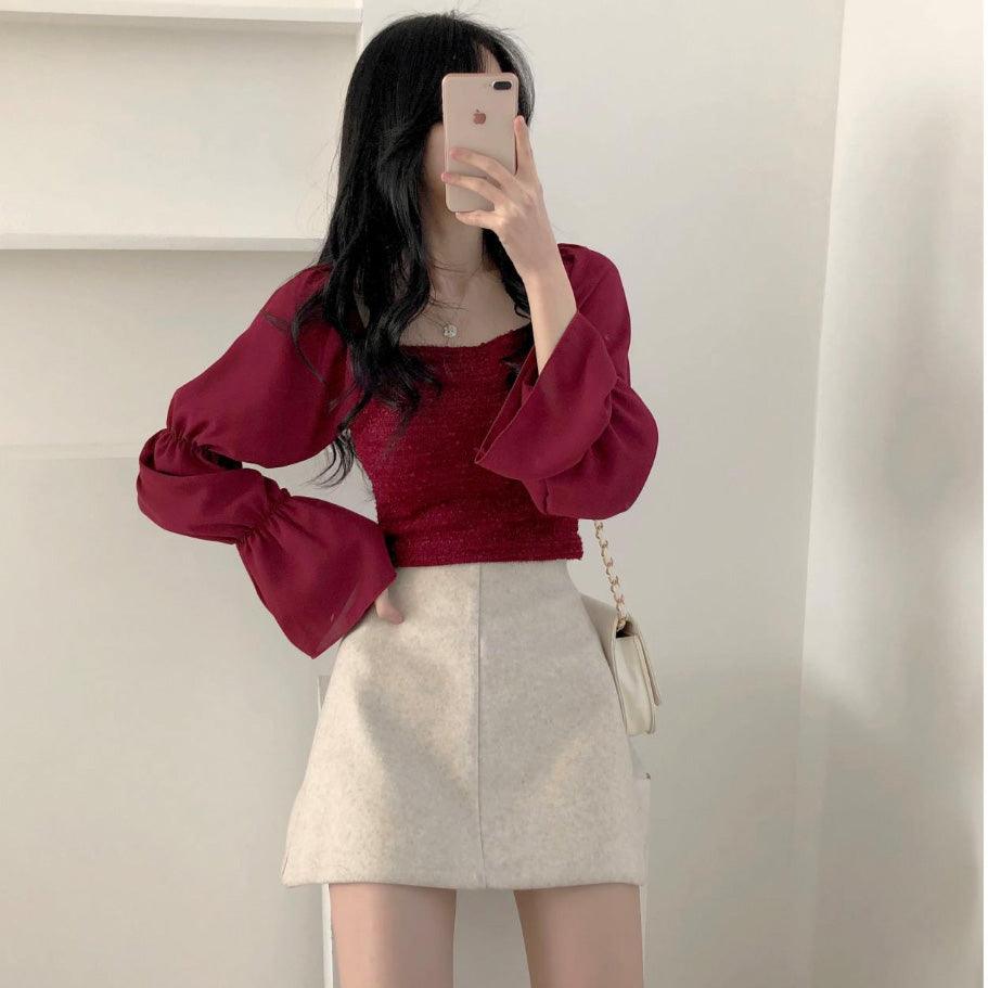 【🍷約會Look/可露肩!】Jasmine Puff Blouse<KR> - IKIMSTORE