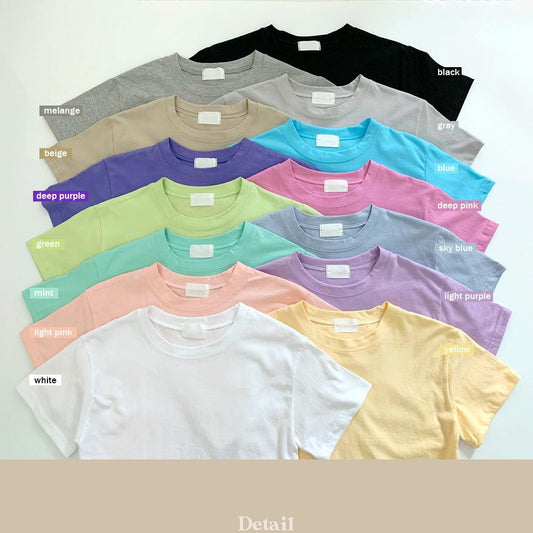 【14色!】韓製棉質短款T恤<KR> - IKIMSTORE