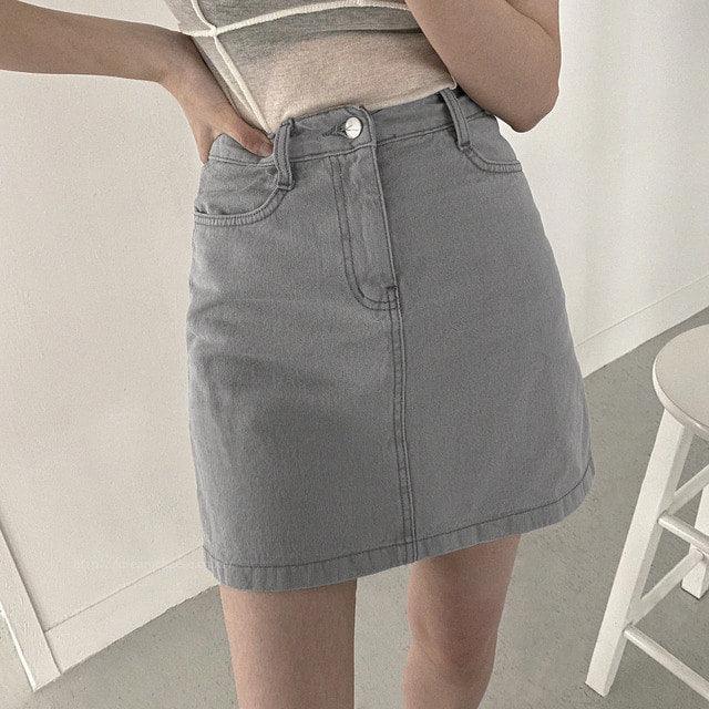 簡約明線牛仔裙<KR> - IKIMSTORE