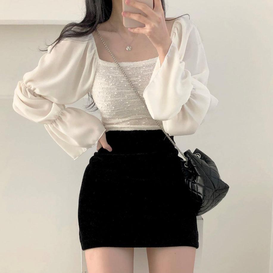 【🍷約會Look/可露肩!】Jasmine Puff Blouse<KR> - IKIMSTORE