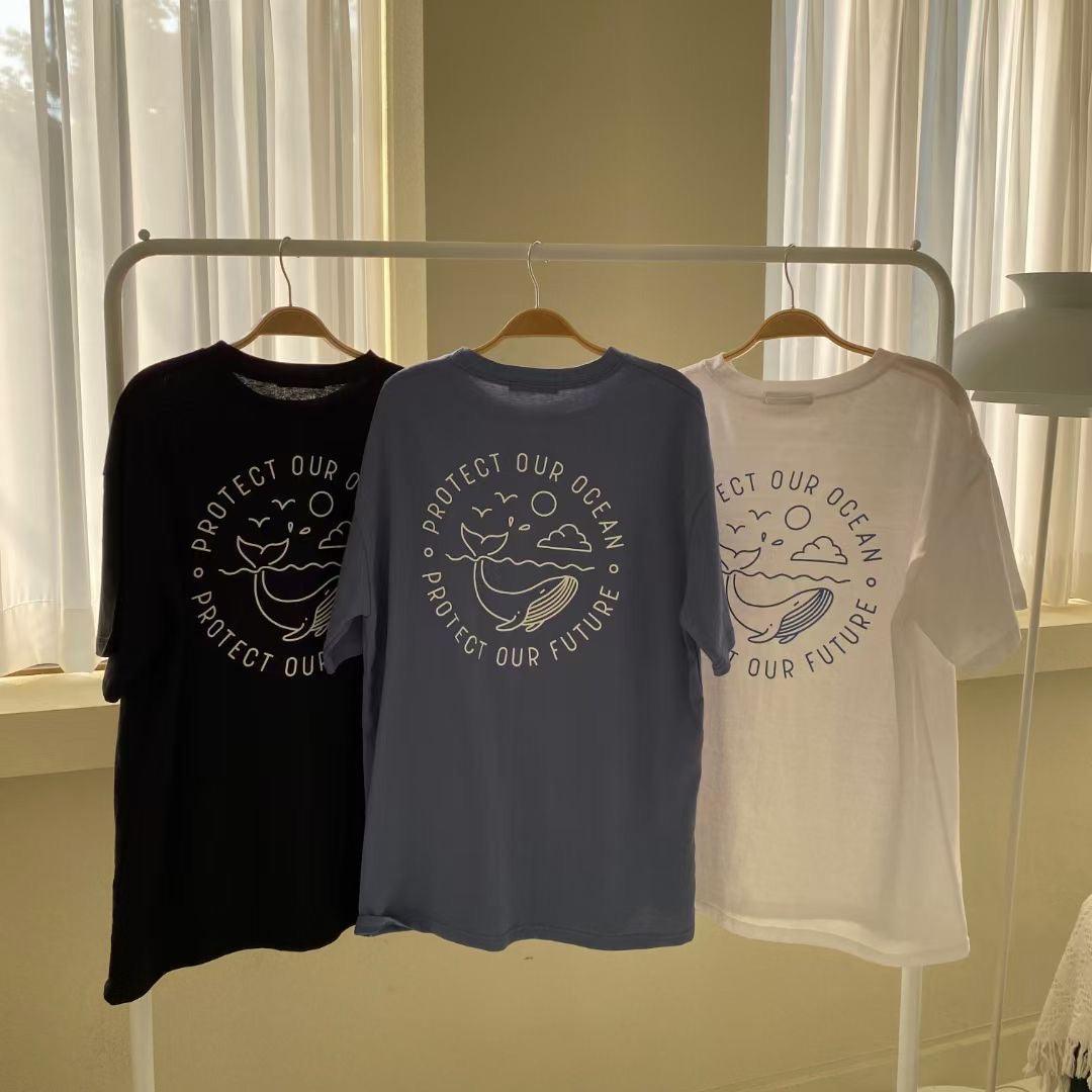 🐳鯨魚圖案短袖T恤<KR> - IKIMSTORE