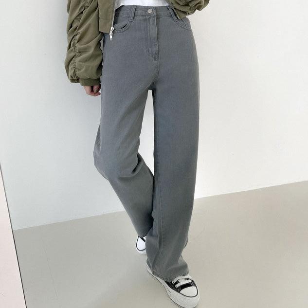 莫蘭迪高級灰黑系牛仔闊褲<KR> - IKIMSTORE