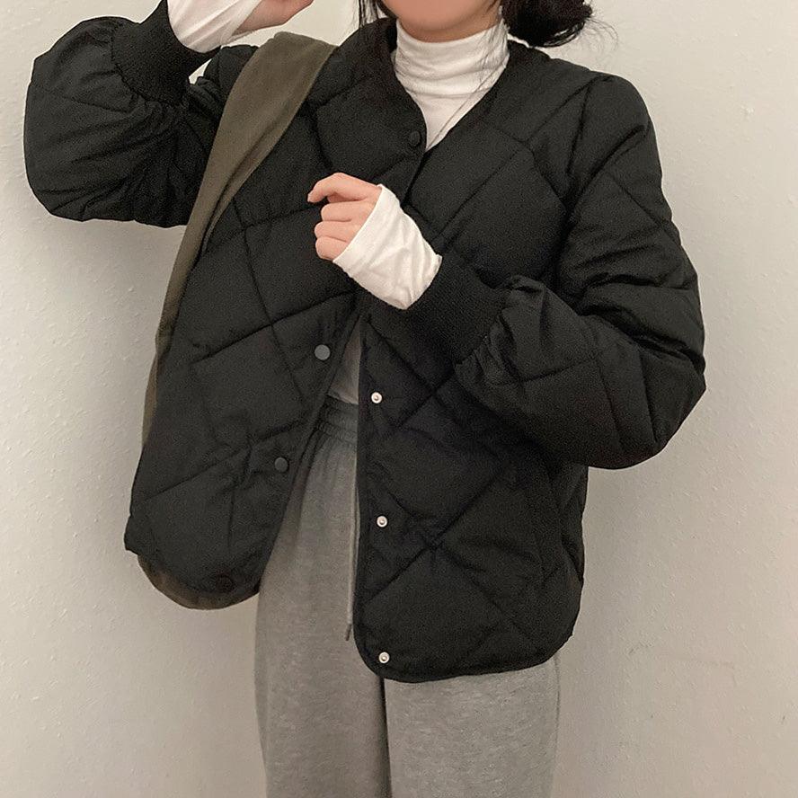 【冬季必備!】保暖菱形絎縫棉服(3color) - IKIMSTORE