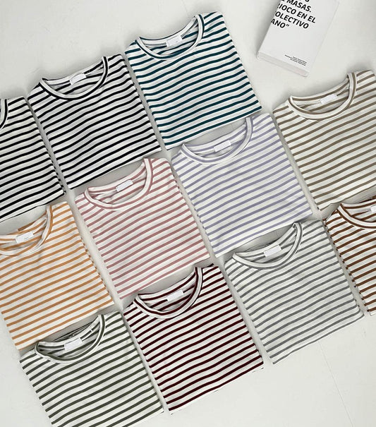 【韓製/11色】寬鬆條紋長袖T恤<KR> - IKIMSTORE