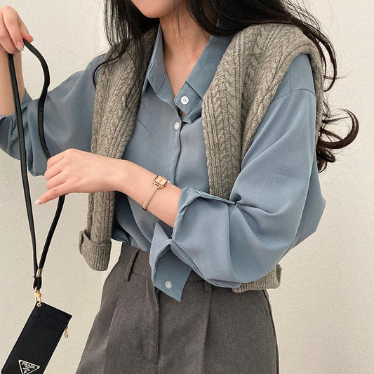 【現貨white, cream, navy】絲滑柔軟寬鬆恤衫(7color) - IKIMSTORE