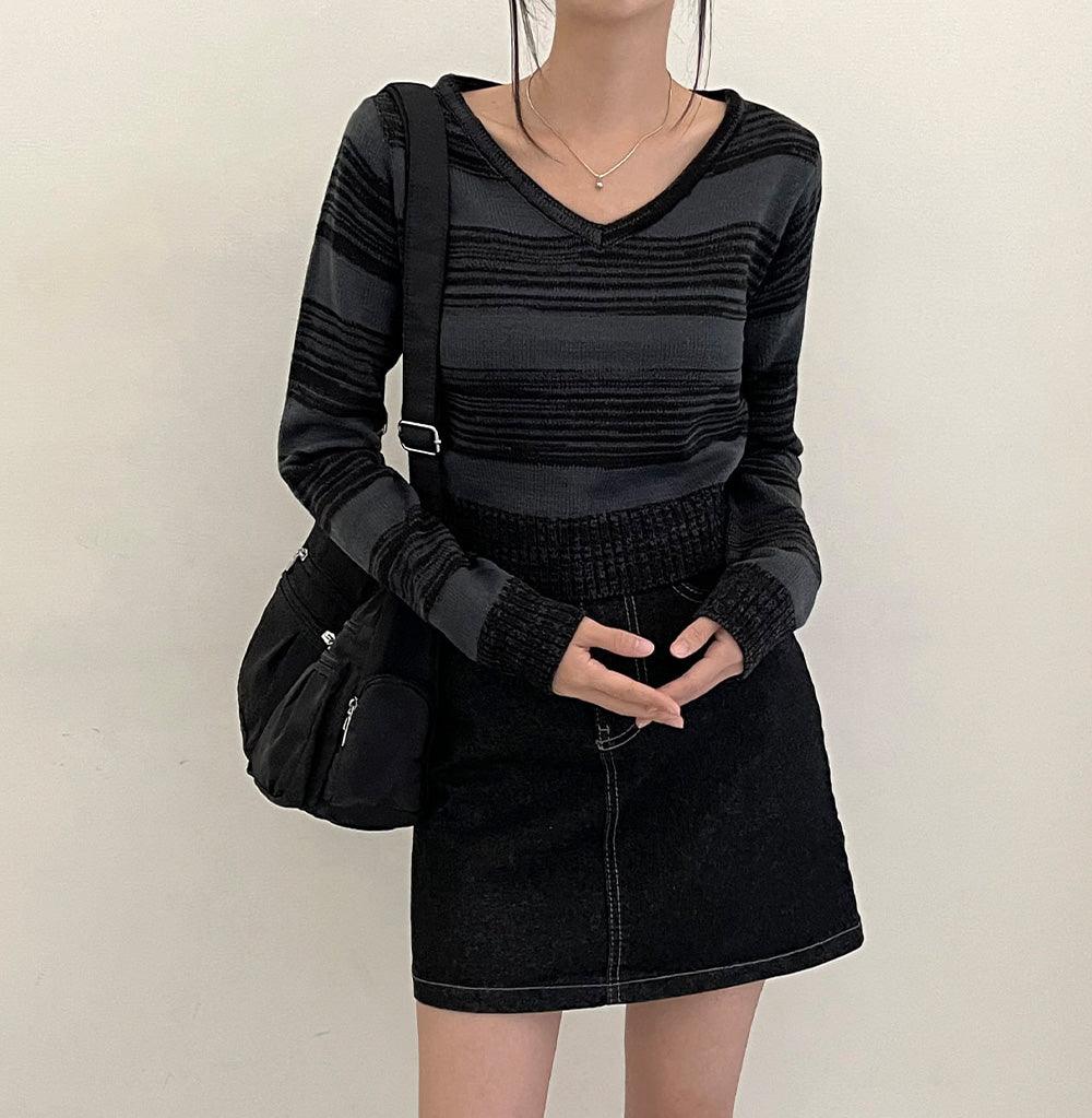 【現貨黑M】韓製明線牛仔迷你裙(S-2XL)
