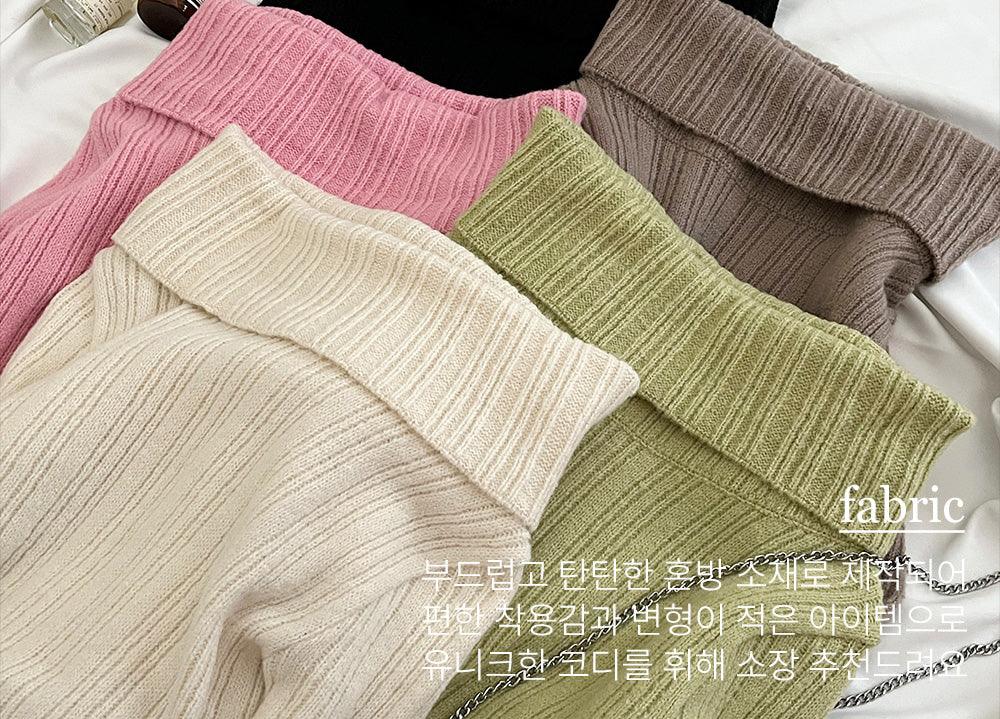 【兩穿🤎】開衩羅紋露肩上衣(5color) - IKIMSTORE