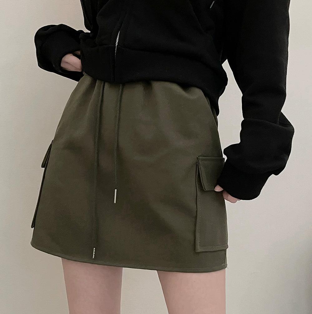 韓製棉質工裝迷你裙(3color)<KR> - IKIMSTORE