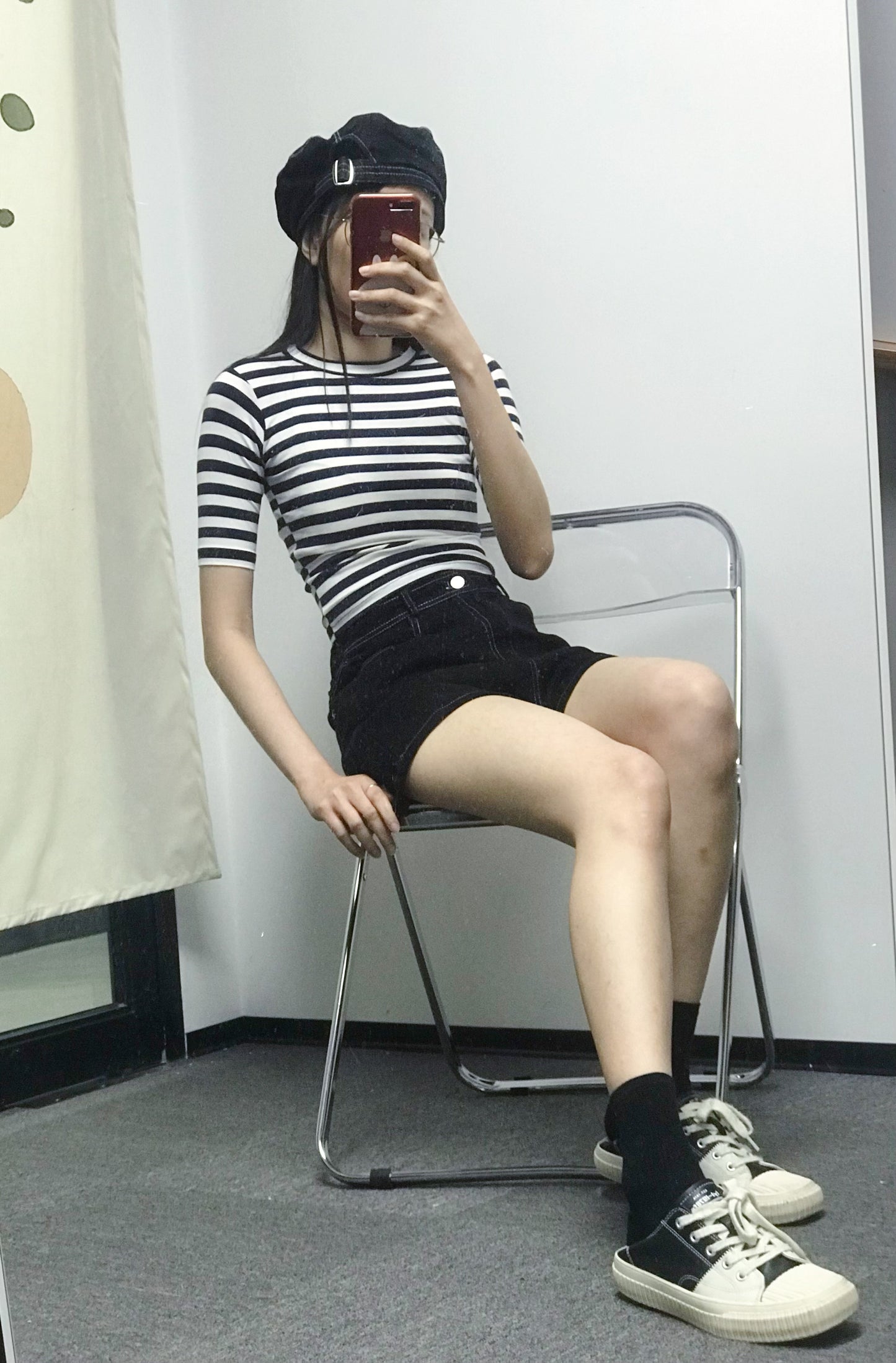 【現貨】收手臂條紋緊身T恤<KR> - IKIMSTORE