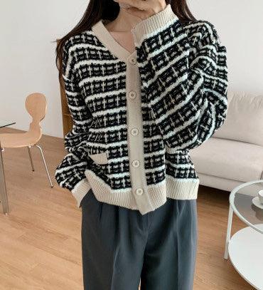 【現貨】小香拼色鈎織外套 <KR> - IKIMSTORE