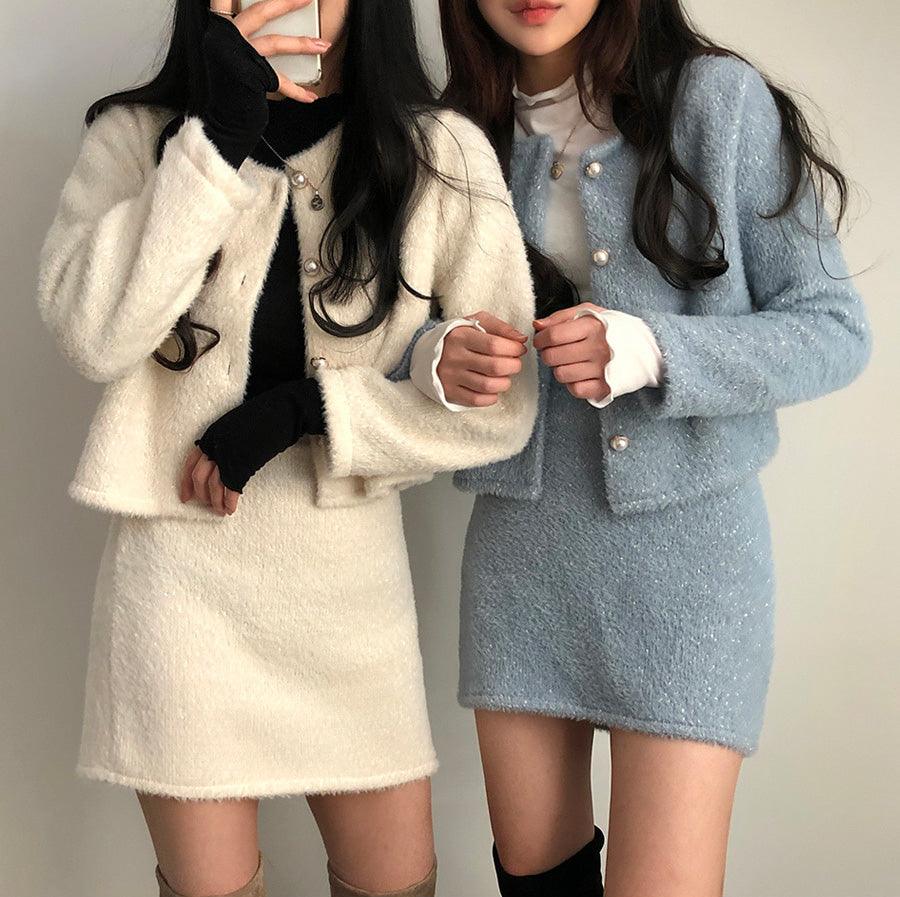 🤍冬日柔軟絨絨小香套裝<KR> - IKIMSTORE