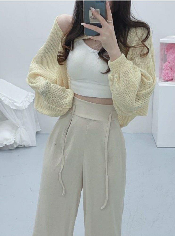 【現貨灰】舒適日常休閒綁帶褲<KR> - IKIMSTORE