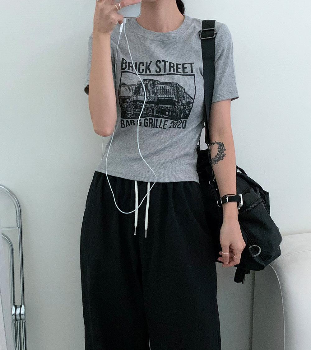 韓製Street羅紋短袖T恤<KR> - IKIMSTORE