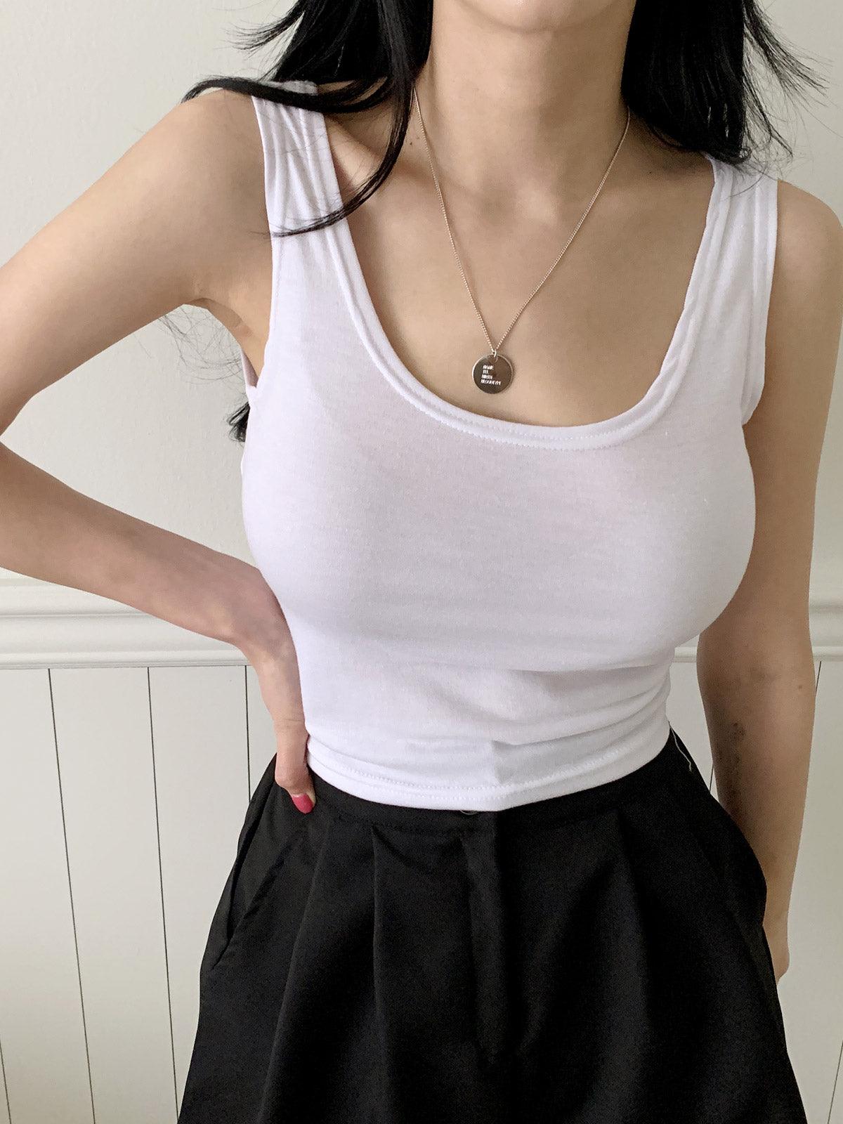 收副乳U領薄款背心<KR> - IKIMSTORE