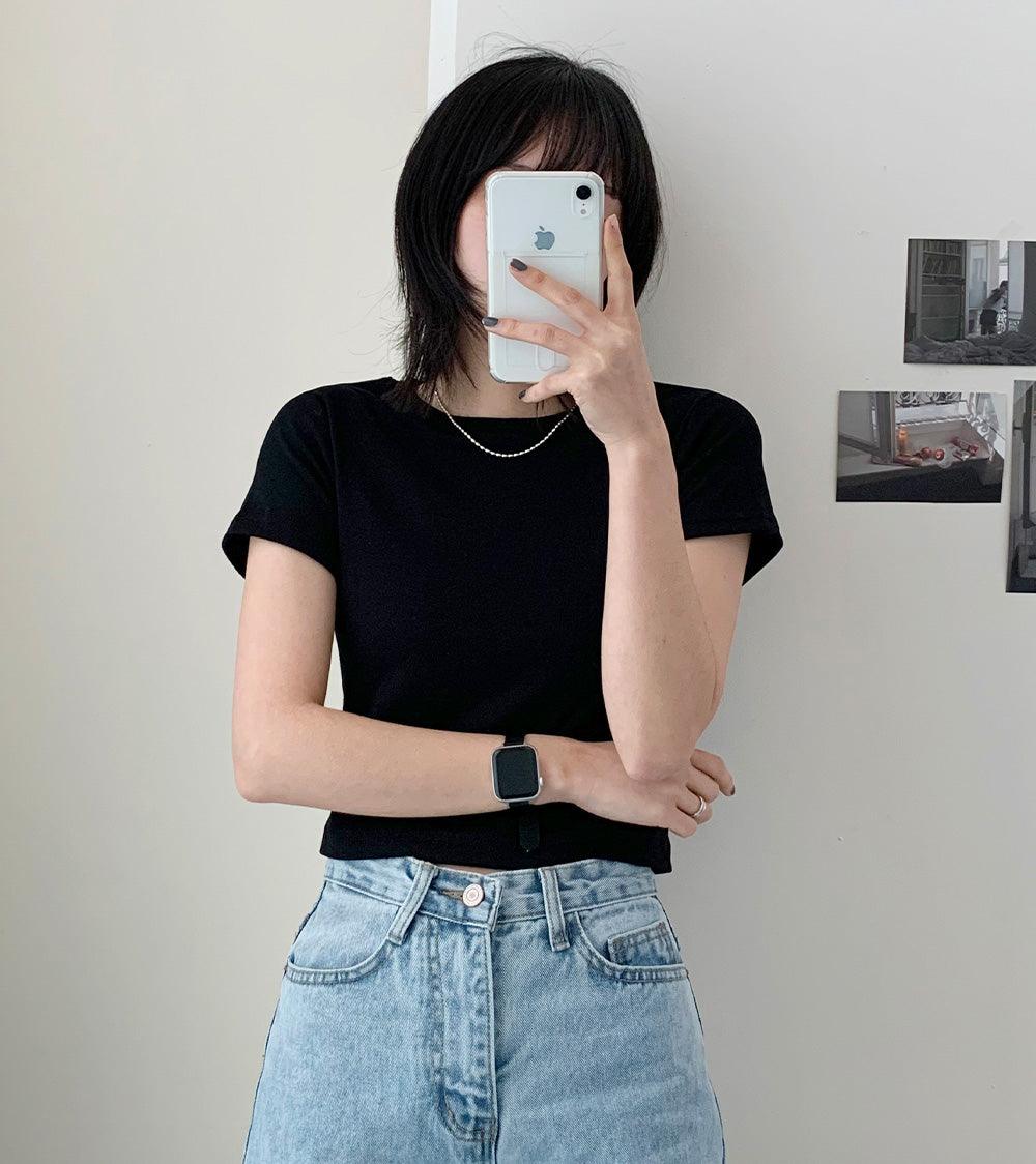 韓製日常棉質crop tee<KR> - IKIMSTORE