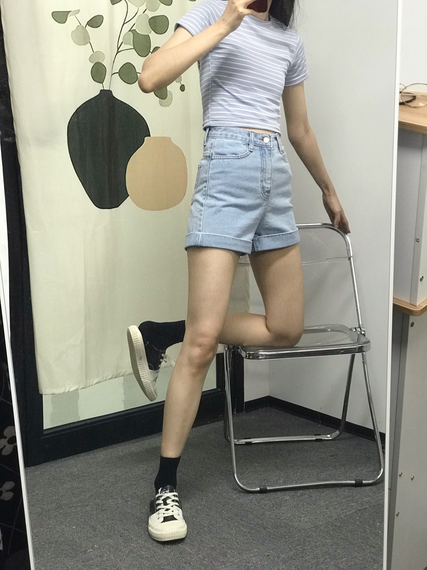【現貨】日常單品♡ 圓領條紋短款T恤<KR> - IKIMSTORE