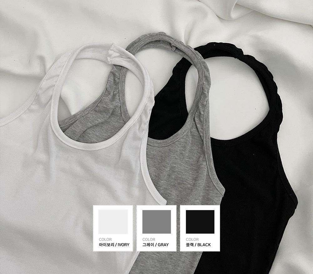 韓製羅紋掛脖背心(3color)<KR> - IKIMSTORE