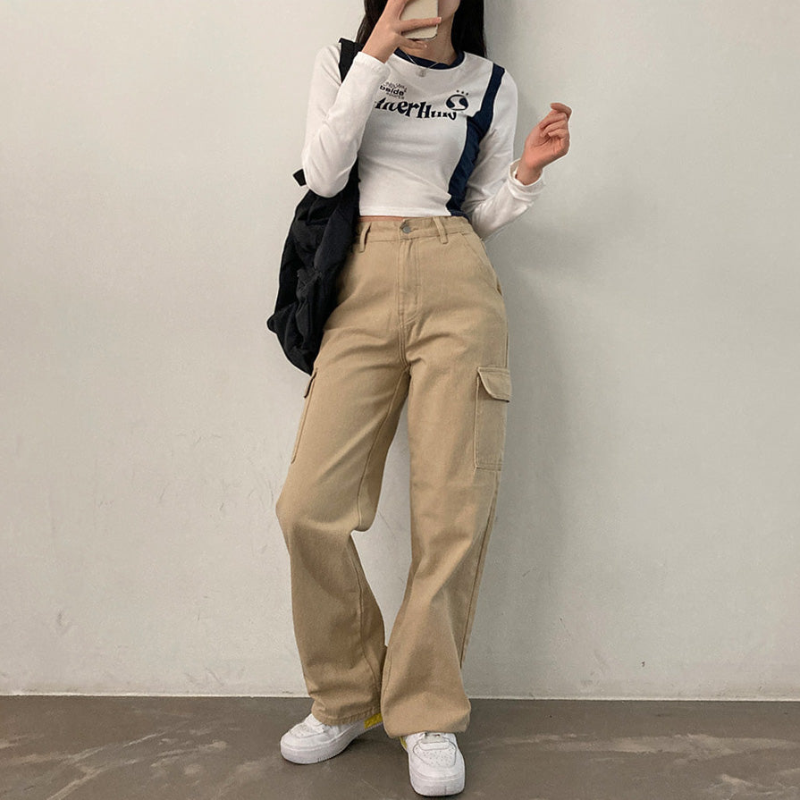 【3種長度】美式復古寬版工裝長褲(S-2XL)
