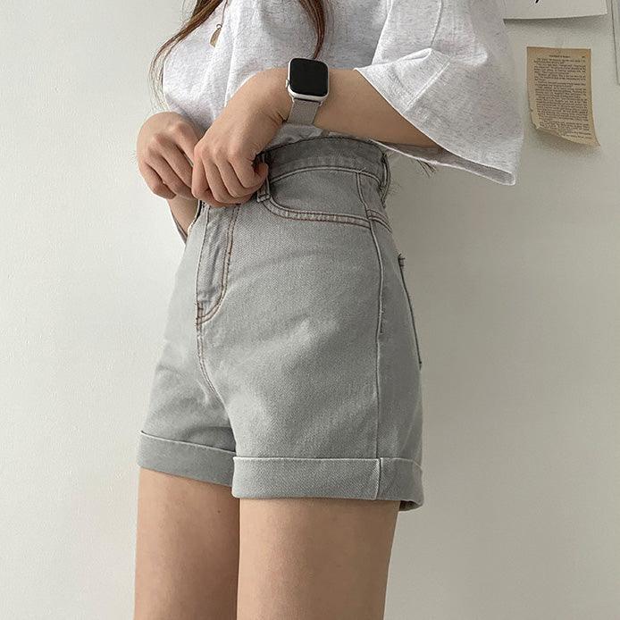韓製卷邊牛仔短褲<KR>(S-L) - IKIMSTORE