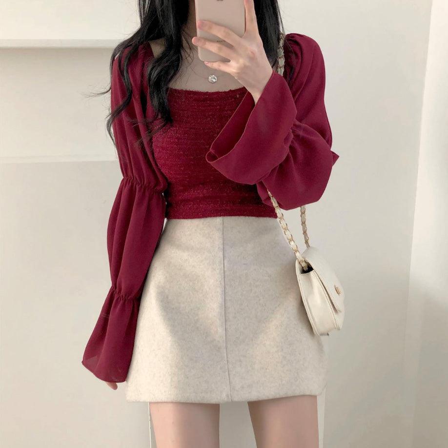 【🍷約會Look/可露肩!】Jasmine Puff Blouse<KR> - IKIMSTORE