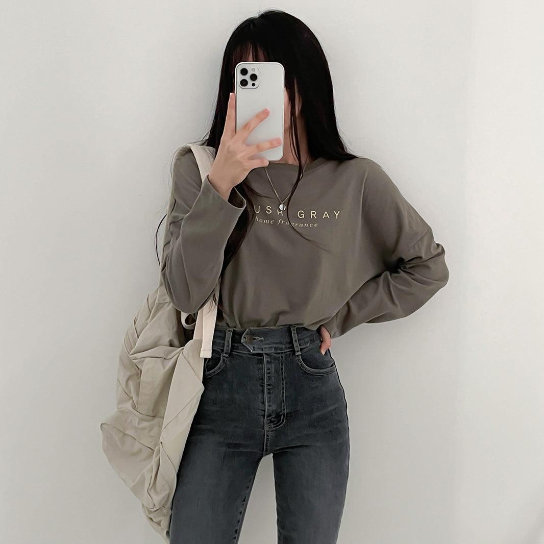韓製Blush Gray長袖T恤<KR> - IKIMSTORE