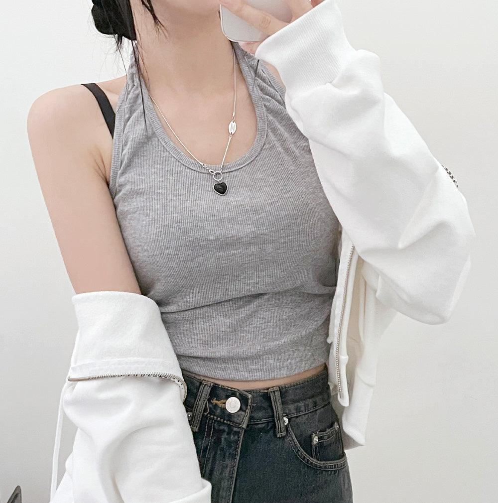 韓製羅紋掛脖背心(3color)<KR> - IKIMSTORE