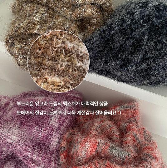 【現貨黑❣️年末Look】漸變色鎖骨船領針織上衣 - IKIMSTORE