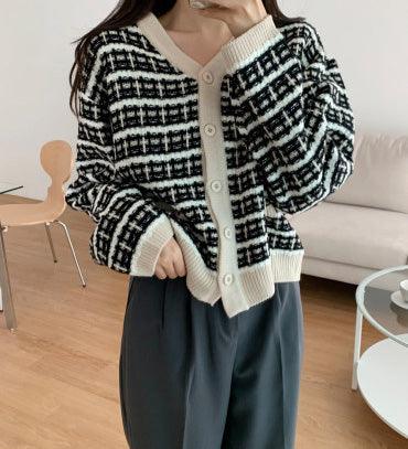 【現貨】小香拼色鈎織外套 <KR> - IKIMSTORE