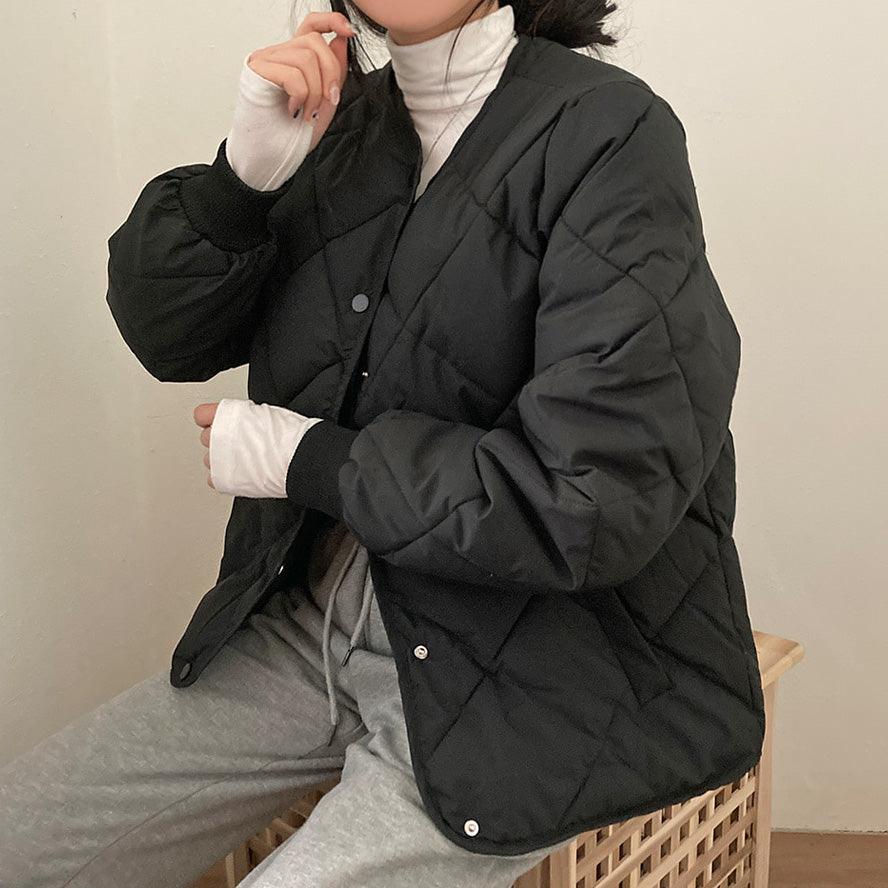 【冬季必備!】保暖菱形絎縫棉服(3color) - IKIMSTORE