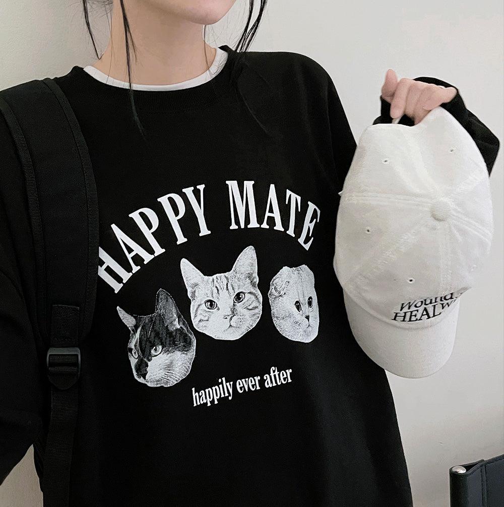 韓製Happy Mate🐈小貓衛衣(4color)<KR> - IKIMSTORE