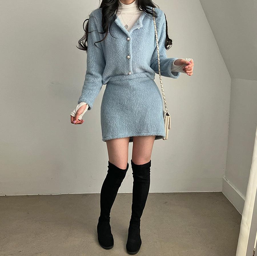 🤍冬日柔軟絨絨小香套裝<KR> - IKIMSTORE