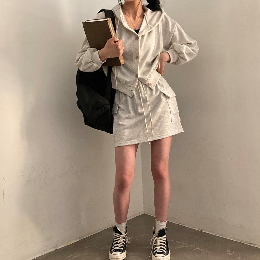 韓製舒適工裝口袋短裙 - IKIMSTORE