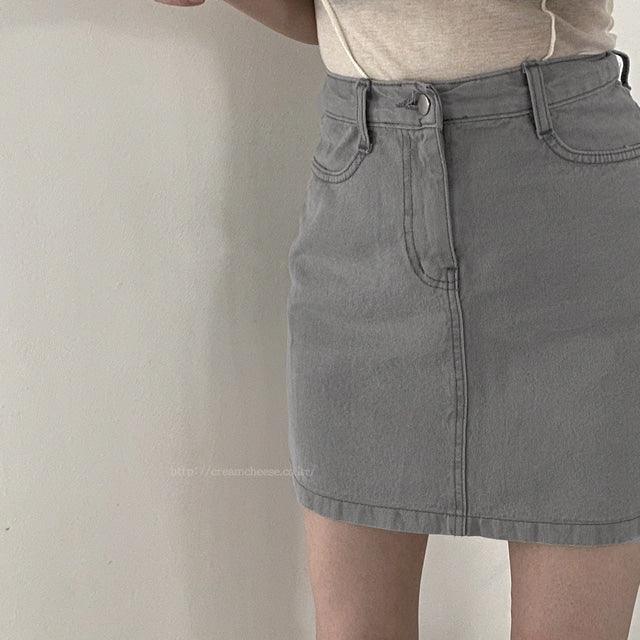 簡約明線牛仔裙<KR> - IKIMSTORE