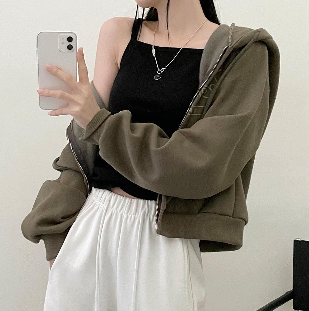 韓製羅紋方領吊帶背心(4color)<KR> - IKIMSTORE
