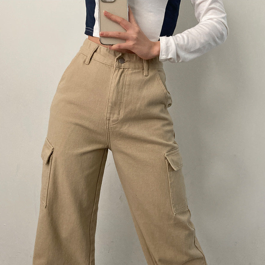【3種長度】美式復古寬版工裝長褲(S-2XL)