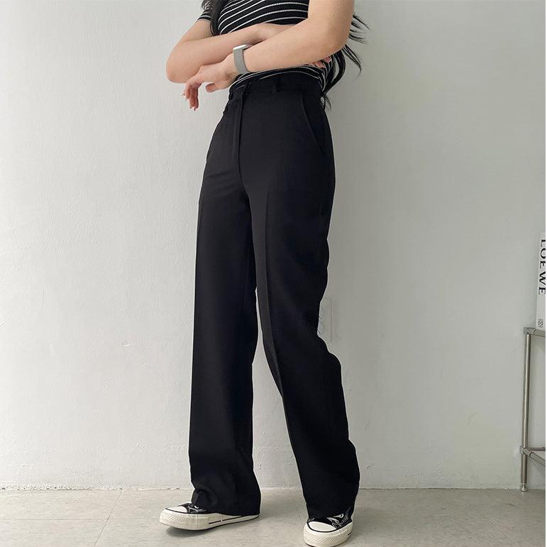 【三種長度/XS~L】韓製修身暗扣闊腿西褲<KR> - IKIMSTORE